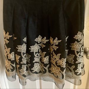K. Unger Black Embroidered Skirt